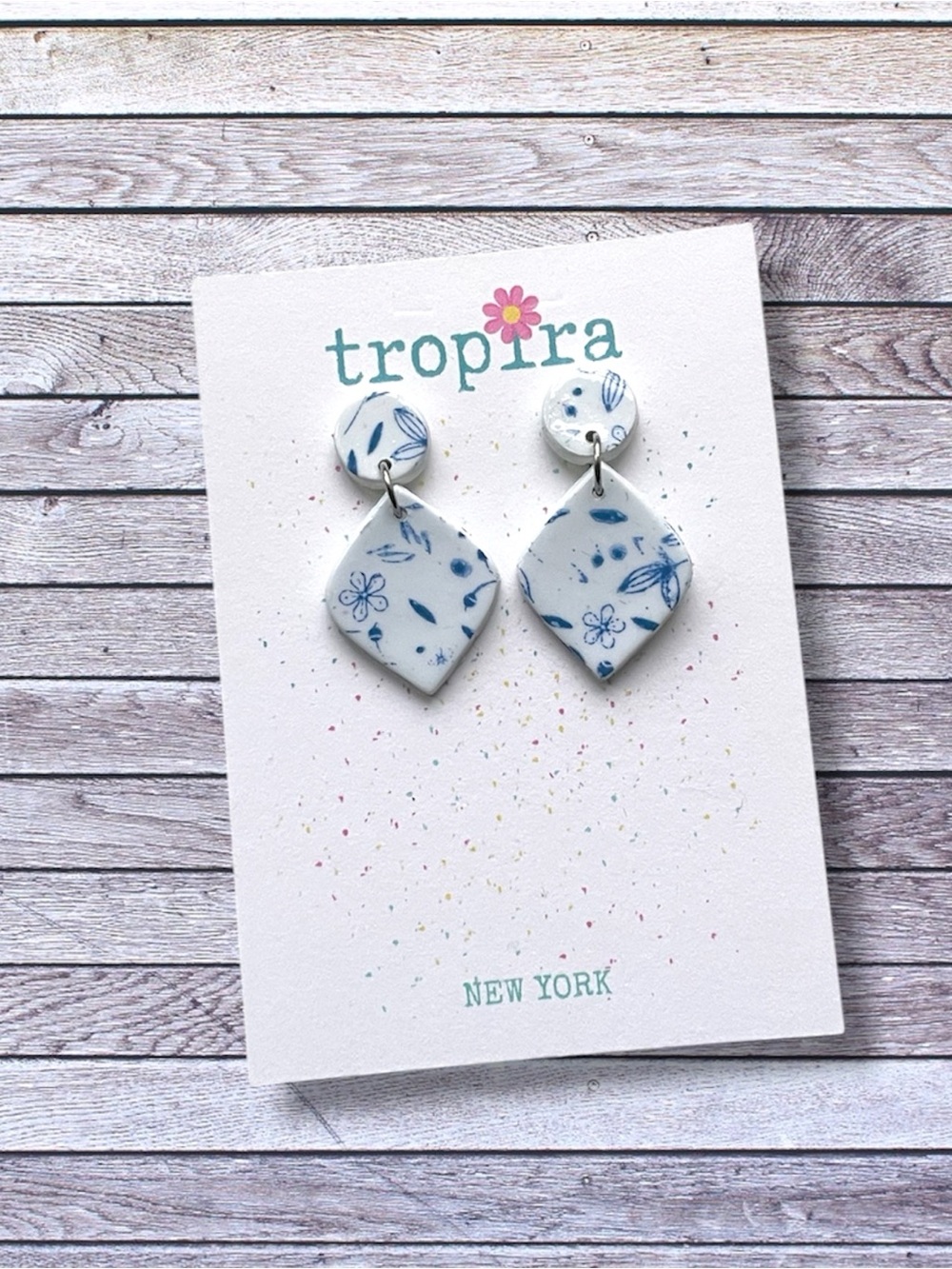 Tropira Kids Blue Floral Dangle Earrings